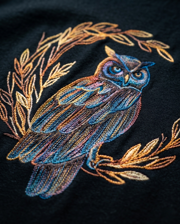 Owl Embroidery T-Shirt for Men & Women | Premium Cotton Oversized Tee – Teemitra