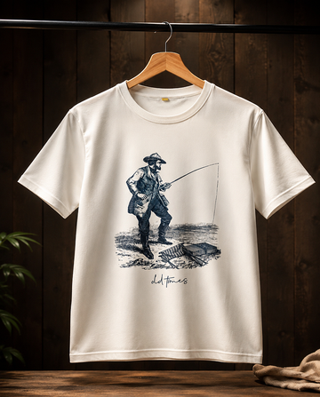 Vintage Fisherman Graphic T-Shirt, Classic Outdoor Cotton Tee by - Teemitra