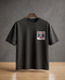 Cute Raccoon Embroidered Patch Black Oversized T-Shirt for Women by Teemitra