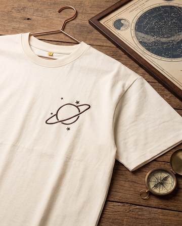 Planet Saturn Minimalist Oversized T-Shirt – Cosmic Aesthetic Wear - Teemitra