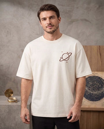 Planet Saturn Minimalist Oversized T-Shirt – Cosmic Aesthetic Wear - Teemitra