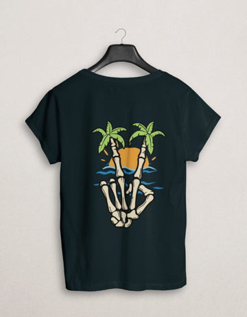 Skeleton Peace Regular Fit Cotton T-Shirt | Teemitra