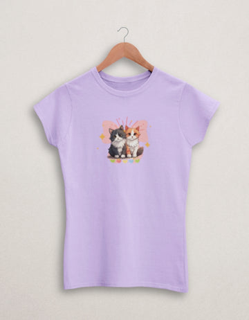 Cute Cat Regular Fit Women’s T-Shirt | Teemitra