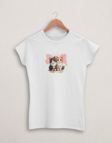 Cute Cat Regular Fit Women’s T-Shirt | Teemitra